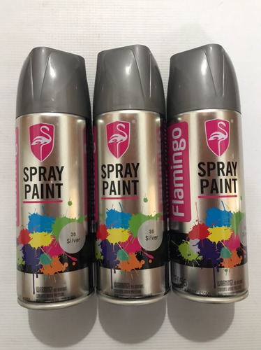 Pintura En Spray Silver Plateado Brillante Flamingo 450ml 