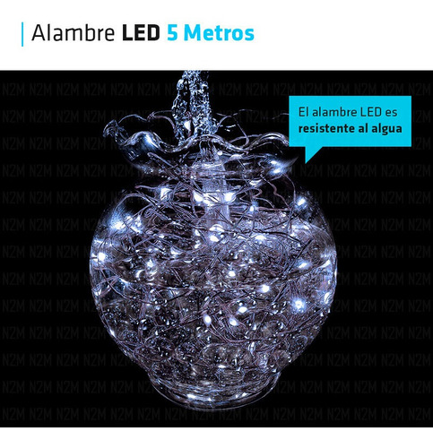 Alambre Luces Led 5 Metros Exterior Cable Tira Hilo Pilas Navidad