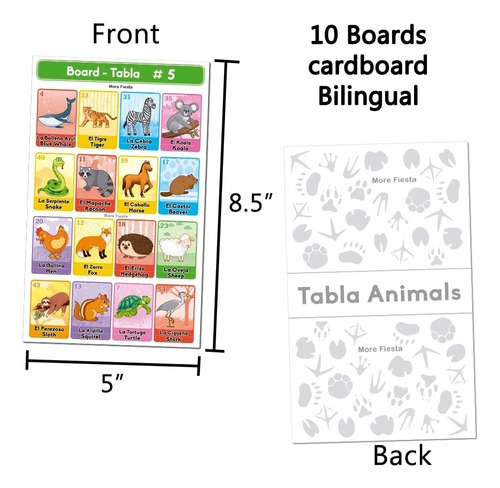 Loteria Infantil De Animales Bilingüe Didactica - 10 Tablas