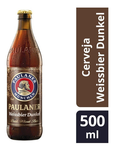Cerveja Alemã Weissbier Dunkel Garrafa 500ml Paulaner