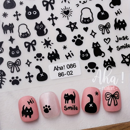 5 Pegatinas Autoadhesivas For Uñas Con Diseño De Gato De