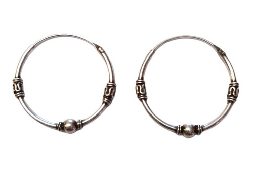 Aros Mujer Plata 925 Argolla Estilo Bali Bola Y Diseños 20mm