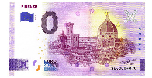 Billete 0 Cero Euro Souvenir Florencia Italia 2023 Nuevo S C