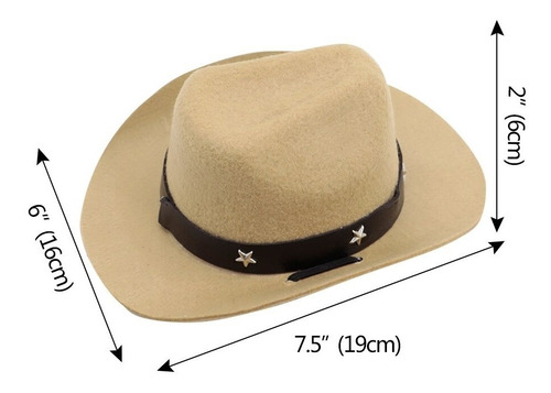 Imagem 2 de 5 de Chapéu Pet Modelo Cowboy Cor Caqui