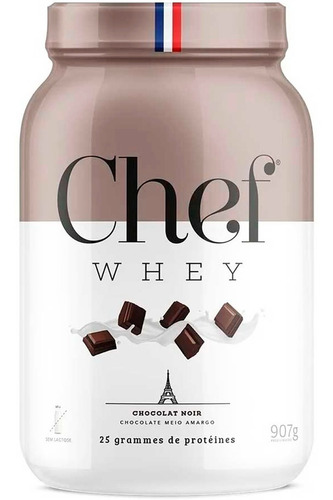Chef Whey 907g Proteina Gourmet Sem Lactose Chocolate Amargo Sabor Chocolate Meio Amargo