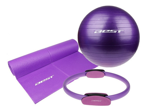 Set De Pilates Best Power Fitness 130094 Mat de Yoga Pelota Ring Fama Color Violeta