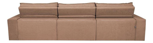 Sofá Cairo 4,12m Retrátil, Reclinável Tecido Suede Castor Cama inBox