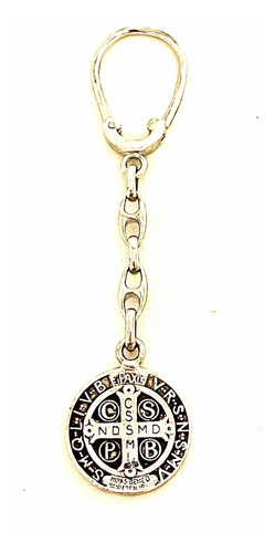 Llavero Cadena San Benito De Plata. Sg- Joyería.