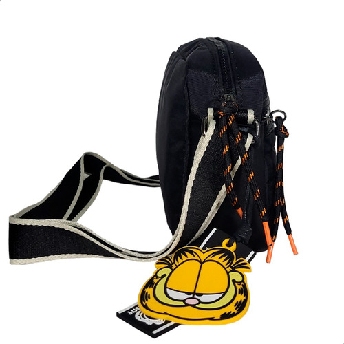 Bolsa Feminina Transversal Garfield Urban Original Cor Preto Desenho do tecido Liso