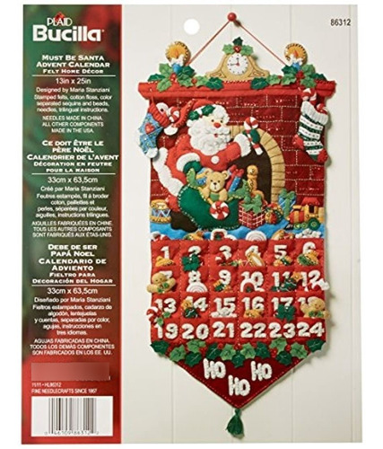 Kit De Calendario Papa Noel Con Apliques De Fieltro 13x25¨