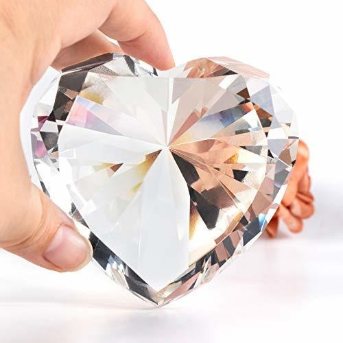 Corazon De Cristal Facetado / Pisa Papeles- 8cm -trnsparente