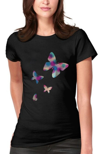 Polera Estampado Mariposa Holografico Moda Mujer