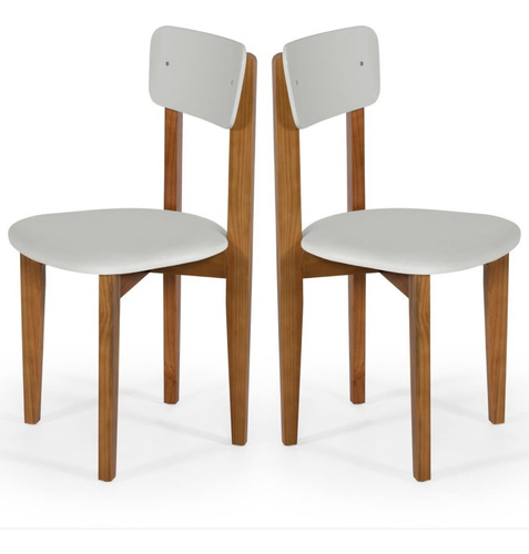 2 Cadeiras Elisa Para Mesa De Jantar/cozinha - Tecido Suede Cor da estrutura da cadeira Imbuia Cor do assento Off white