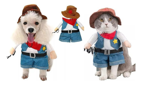Disfraz Gato Perro Vaquero Diferentes Tallas-disfraz Mascota