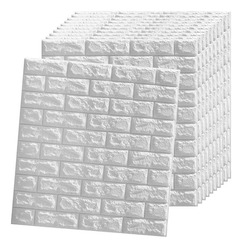 Pack X10 Placas Autoadhesivas Para Pared Ladrillo Blanco 5mm