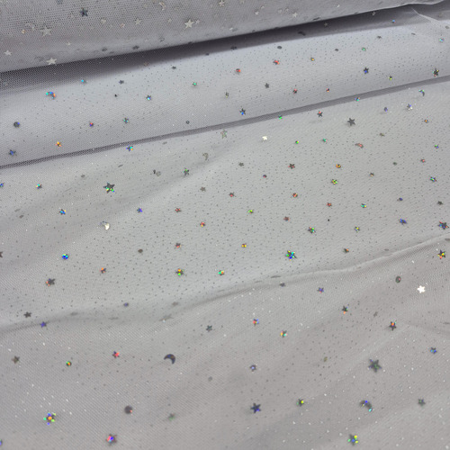 Tela Por Metro Tul Con Fantasia Tornasol 1.4m Ancho Blanco