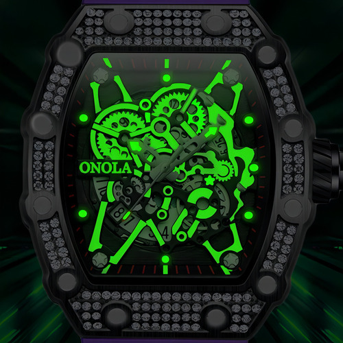 Relojes Casuales De Cuarzo Onola Diamond Skeleton Correa Purpura