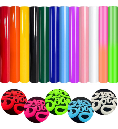 12 Hojas De Vinilo 3d Transferencia De Calor, Colores S...