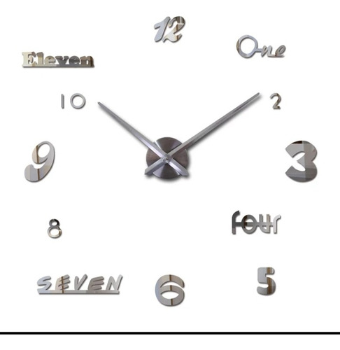 Reloj De Pared En 3d Color Plateado