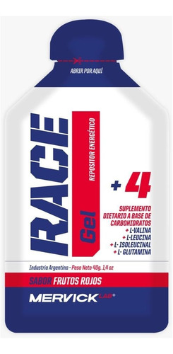 Gel Race Mervick Lab Sabor Frutos Rojos C/cafeína X 12 Uni.