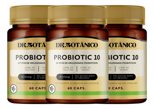 Probiotic 10 800mg 60 Cápsulas Dr. Botânico Kit Com 2 Un