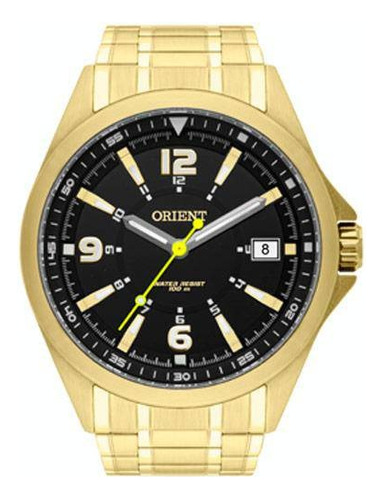 Relógio Orient Masculino Dourado Esporte 100 Metros Mgss1107