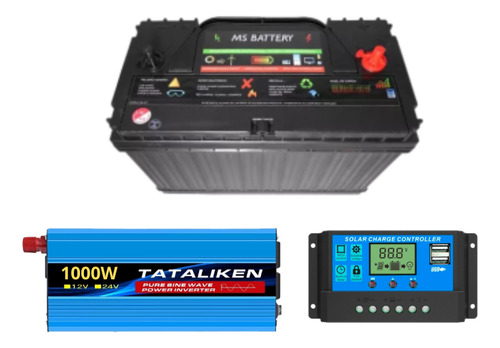 Kit Batería Solar 120ah 12v Inversor 1000w Y Controlador