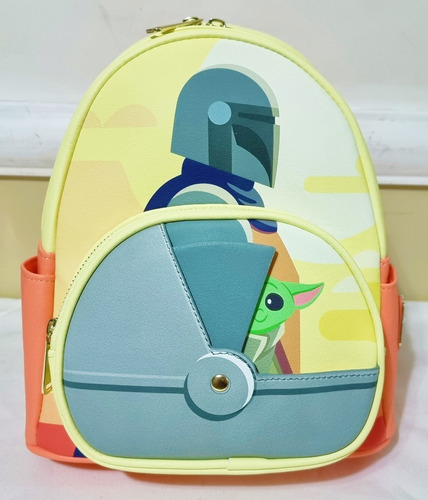 Mini Mochila Loungefly Baby Yoda No Berço Nycc 2021 Grogu Cor Laranja