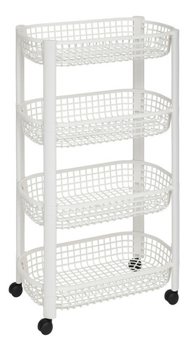 Carrito Organizador De Plástico 4 Niveles Blanco