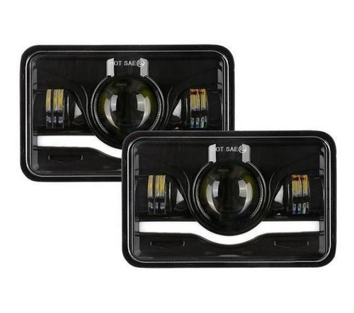 Faros Led Rectangular De 4x6 In H4 De Ojos De Demonio, 1 Par