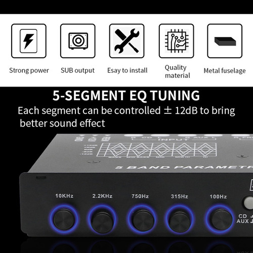 Ecualizador De 5 Bandas Profesional For Sonido De Auto