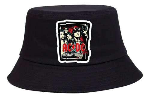 Gorro Pesquero Ac Dc  Rock Sombrero Bucket Hat Black