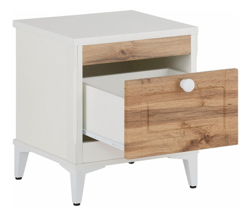 Imagen 4 de 9 de Mesa De Noche Madera Natural Y Blanco Ref: Kjell
