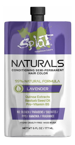 Splat Naturals, Tinte Semipermanente Para El Cabello: 100% V