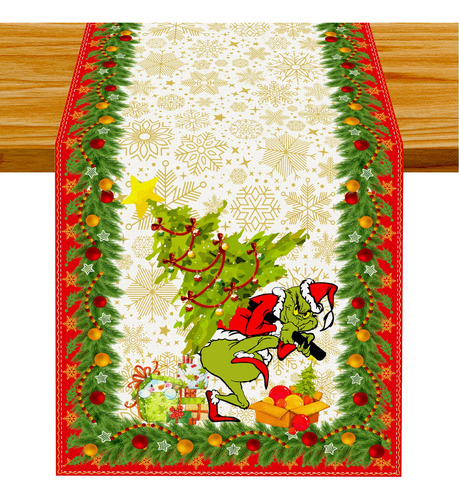 Farmnall Linen Verde Table De Navidad De Navidad Runner Merr