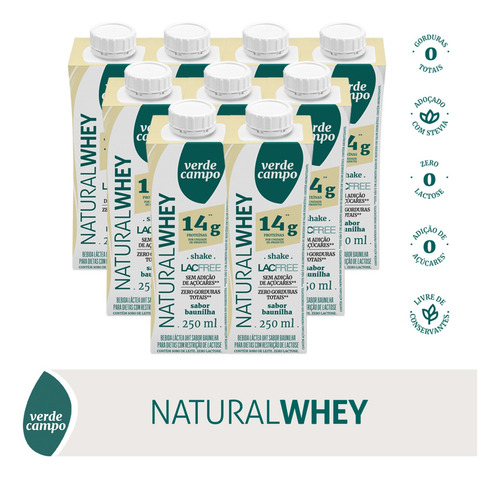 Shake Natural Whey Baunilha 250ml - Pack C/9un