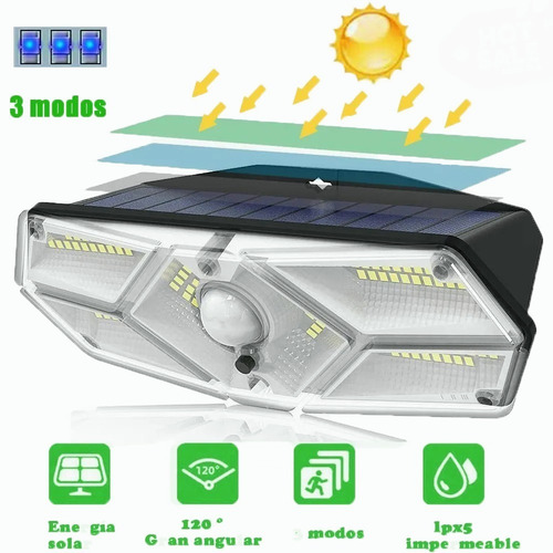 Lámpara Solar Para Exteriores Y Jardin 3 Modos 104 Led