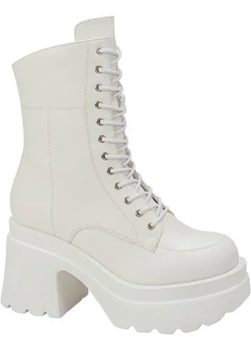 Bota Combat Blanca Plataforma Belinda Peregrin De Mujer
