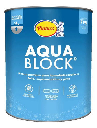 Pintura Aquablock Anti Humedad Blanco 1401 1 Gal Pintuco