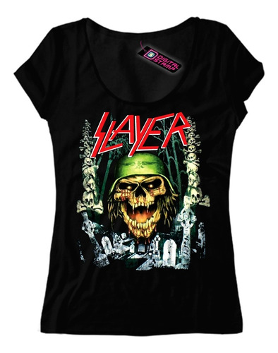 Remera Slayer Heavy Metal 11 Mujer Dtg Premium