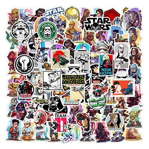 Paquete 100 Calcomanías Star Wars Impermeables