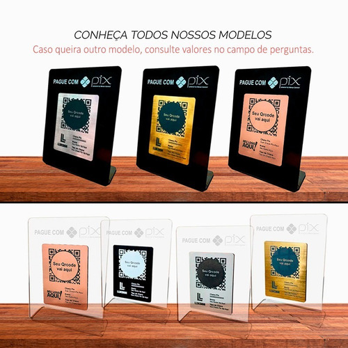 Imagem 3 de 3 de Placa Pix Personalizada Qr Code Acrílico Transparente
