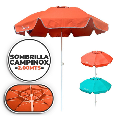 Sombrilla Campinox 200cm - Reforzada - Angulo Regulable