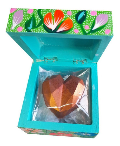 Chocolate Blanco, Corazón En Caja De Madera.