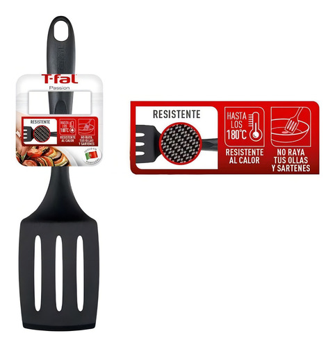 T-fal Passion Espátula Angulada De Nylon 1450376 Color Negro