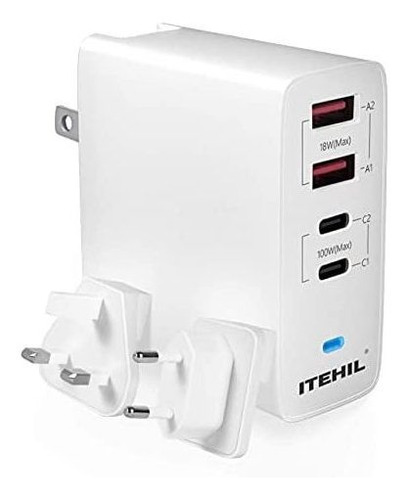 Cargador De Pared Itehil De 4 Puertos Usb/usbc 100w -blanco