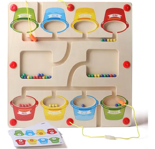 Juguete Laberinto Magnético Montessori De Madera Para Niños De 3 A 5 Años, Aprendizaje De Colores Y Números, Motricidad Fina Y Concentración, Ideal Para Viaje