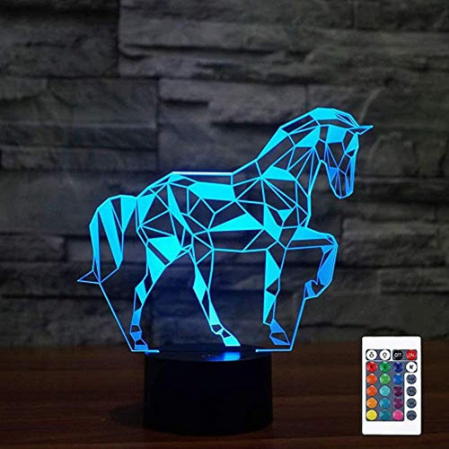 Lampara De Mesa De Noche 3d Con Ilusión De Caballo, Fullosun