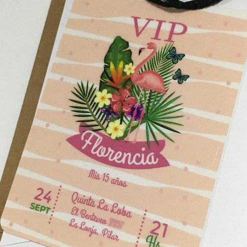Invitación Simil Pvc Vip 15 Años Credenciales Pase X10