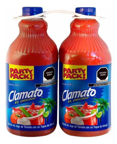 Jugo De Tomate Clamato Party Pack 2 Pzas De 2.54 L